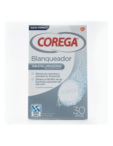 Corega Blanqueador Limpieza Protesis Dental 30 Tabletas