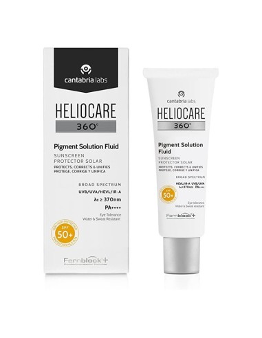 HELIOCARE 360º PIGMENT SOLUTION FLUID PROTECTOR SOLAR PROTEGE CORRIGE Y UNIFICA SPF50+ 1 ENVASE 50 M