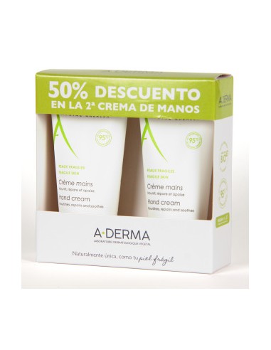 PACK A-DERMA  CREMA MANOS Y UÑAS REPARACION INTENSA 2X50ML