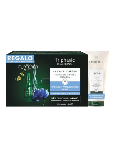 FURTERER TRIPHASIC REACCIONAL 12 AMPOLLAS + CHAMPU TRIPHASIC 50ML REGALO