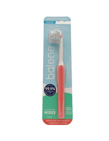 CEPILLO DENTAL ADULTO BALENE 1 UNIDAD MEDIO COLOR CORAL