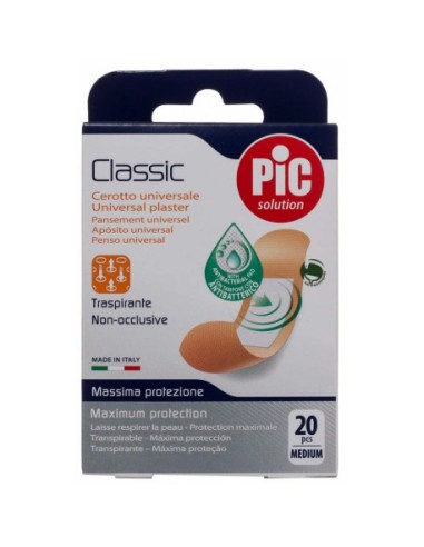 PIC CLASSIC CON BACTERICIDA APOSITO ADHESIVO 20 UNIDADES 77 MM X 19 MM