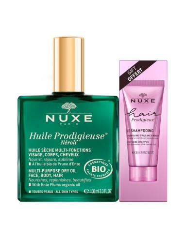 NUXE HUILE PRODIGIEUSE NEROLI 100ML + CHAMPU BRILLO SUBLIME HAIR 30ML