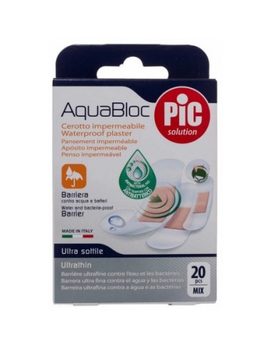 PIC AQUABLOC CON BACTERICIDA APOSITO ADHESIVO 20 UNIDADES 72 MM X 19 MM