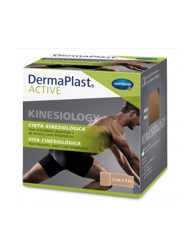 CINTA KINESIOLOGICA DERMAPLAST ACTIVE 1 UNIDAD 5 M X 5 CM COLOR BEIGE