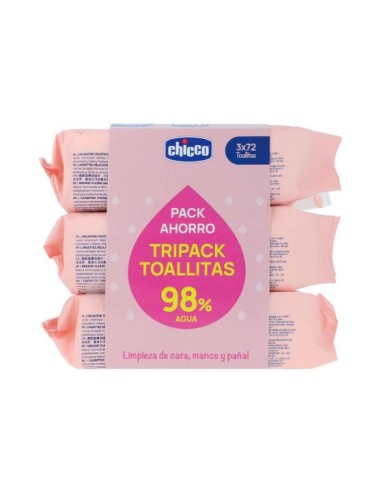 TOALLITAS DELICADAS CHICCO CON TAPA + 0 MESES 3 ENVASES 72 TOALLITAS TRIPACK