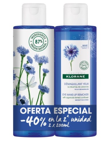 KLORANE BLEUET DESMAQUILLANTE DE OJOS AL ACIANO 2 ENVASES 200 ML