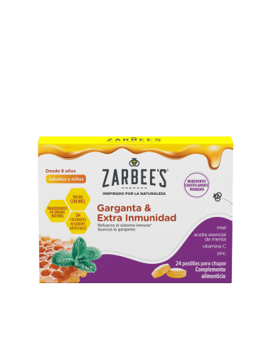 ZARBEES GARGANTA Y EXTRA INMUNIDAD 24 PASTILLAS PARA CHUPAR