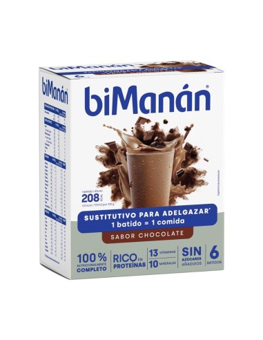 BIMANAN SABOR CHOCOLATE 6 BATIDOS 50% DTO EN LA 2ª UNIDAD