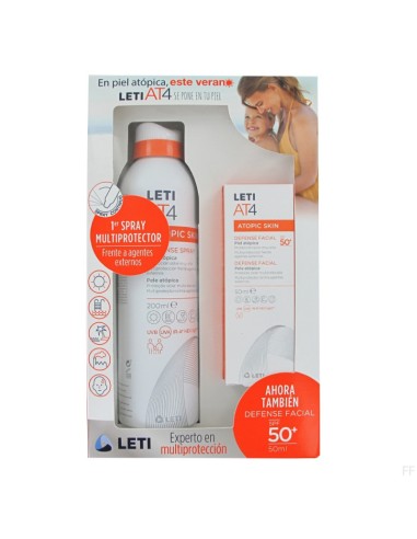 PACK LETI DEFENSE SPRAY SPF50 100ML + CREMA FACIAL SPF50 50ML