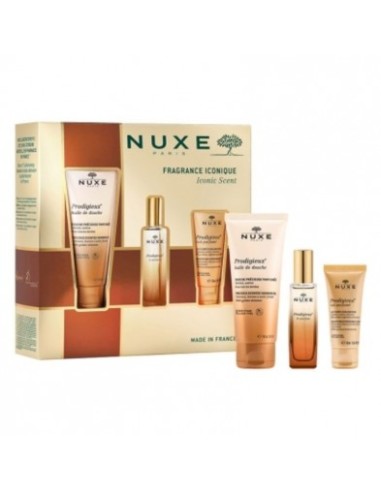 NUXE COFRE FRAGANCE ICONIQUE ACEITE DUCHA 100 ML + PRODIGIEUX LE PARFUM 30 ML + LECHE CORPORAL 30 ML