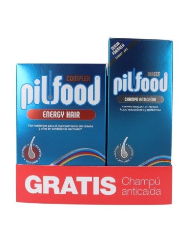 PILFOOD COMPLEX ENERGY HAIR 60 COMPRIMIDOS  + PILFOOD DIRECT CHAMPU