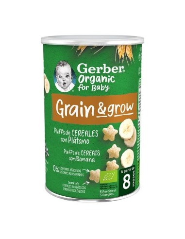 GERBER ORGANIC SNACKS PUFFS CON MANGO Y PLATANO 1 LATA 35 G