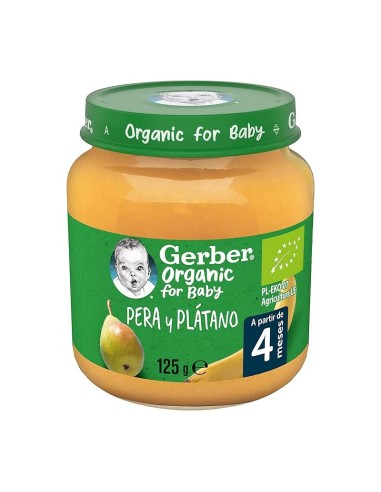 GERBER ORGANIC PERA Y PLATANO 1 TARRITO 125 G