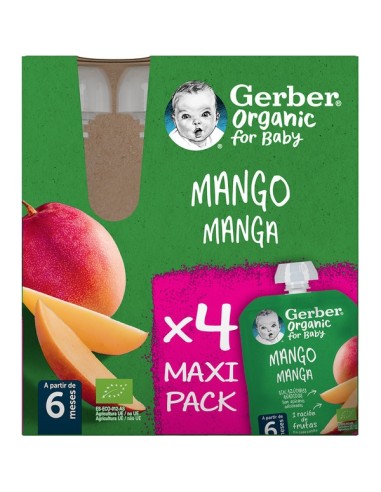GERBER PURE DE MANGO 4 POUCH 90 G GERBER PURE DE MANGO 4 POUCH 90 G