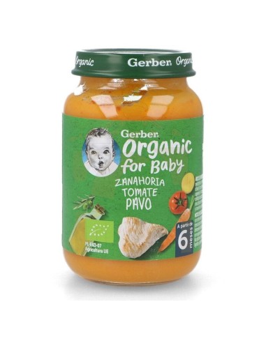 GERBER ORGANIC ZANAHORIA TOMATE PAVO 1 TARRITO 190 G