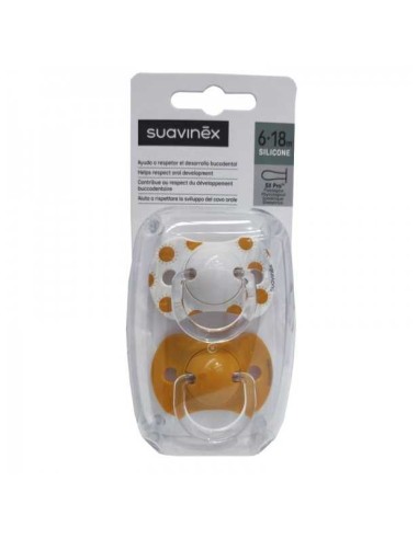 CHUPETE LATEX ANATOMICO SUAVINEX + 6 MESES 2 UNIDADES