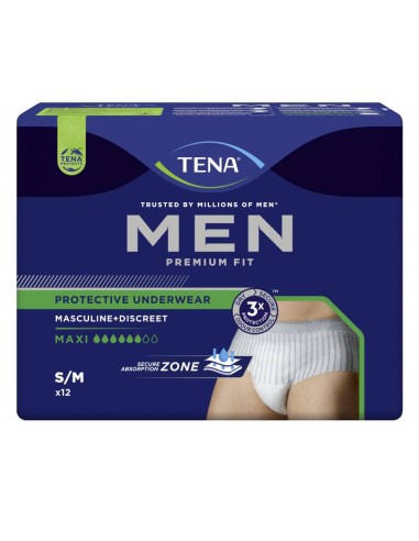 ABSORBENTE INCONTINENCIA ORINA TENA MEN PROTECTIVE UNDERWEAR CALZONCILLO 12 UNIDADES TALLA M