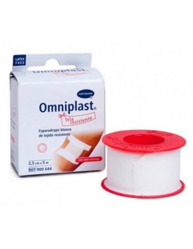 Esparadrapo Hipoalergico Omniplast Tejido Resistente 1 Unidad 5 M X 2,5 Cm Color Blanco